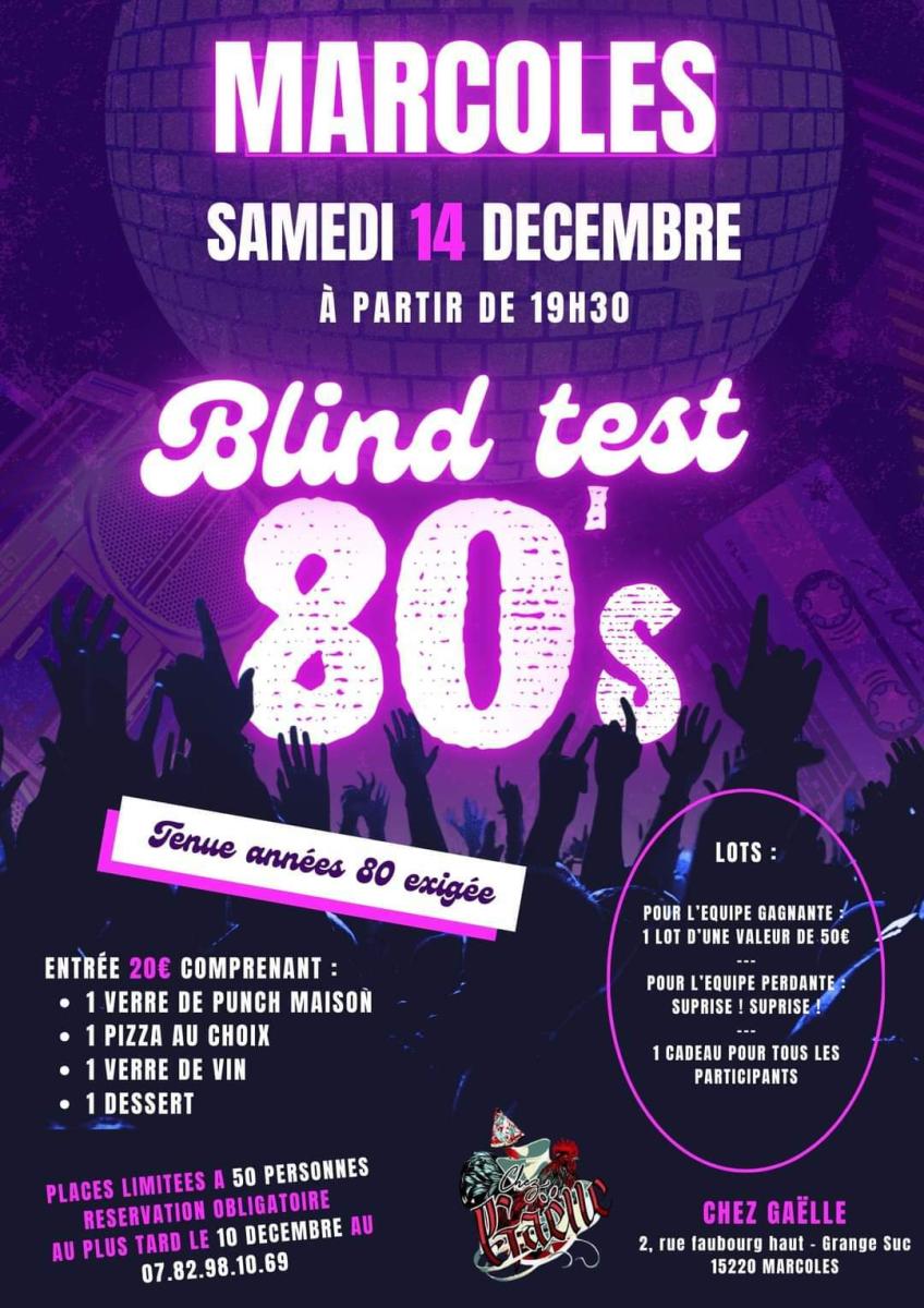 Soirée blind test spécial années 80 Chez Gaëlle