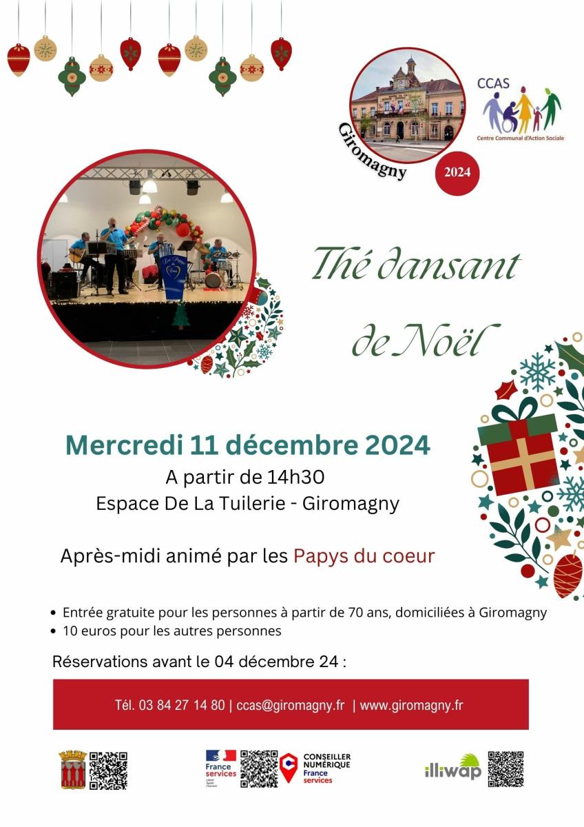 Thé dansant de Noël à partir de 14h30 le 11 Décembre