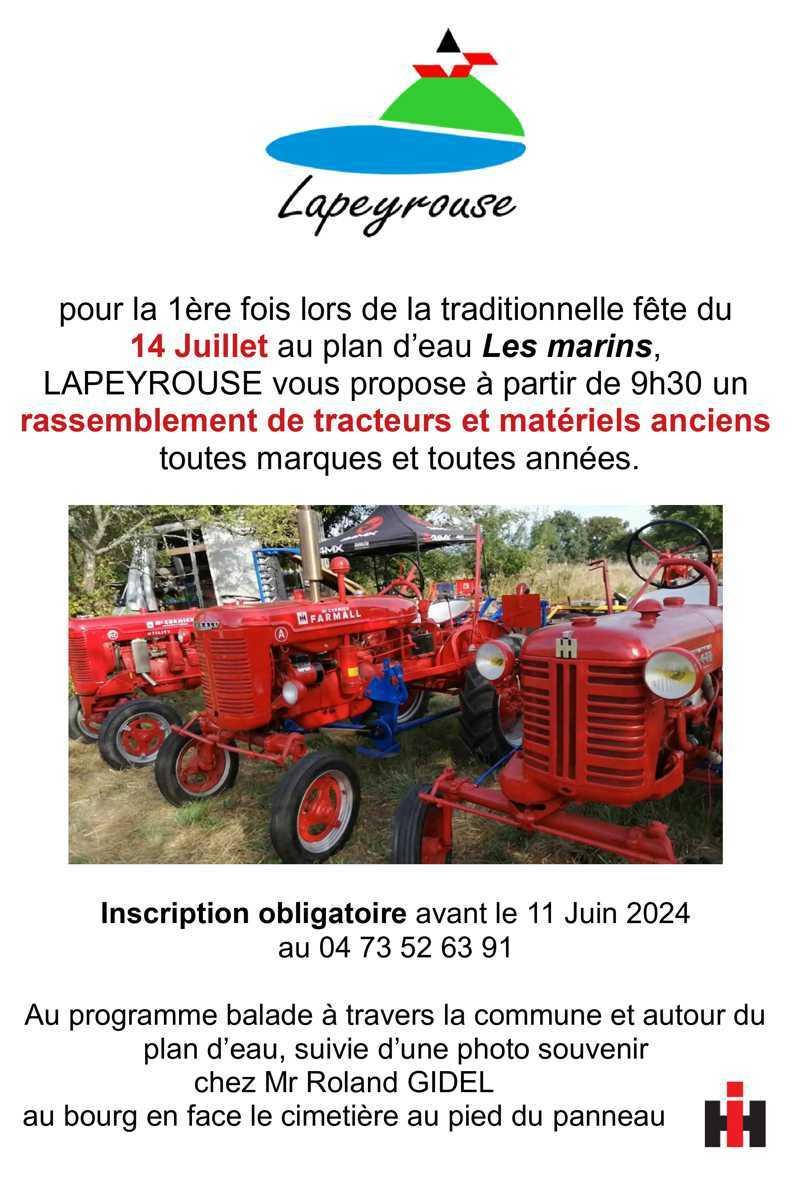Rassemblement de tracteurs et matériels anciens le 14 juillet.