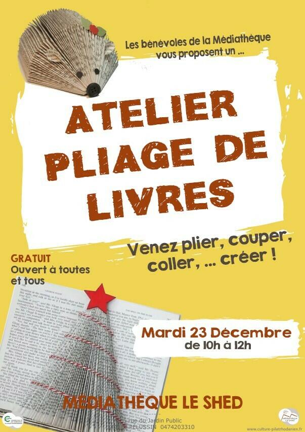 Atelier pliage de livres à la Médiathèque Le Shed