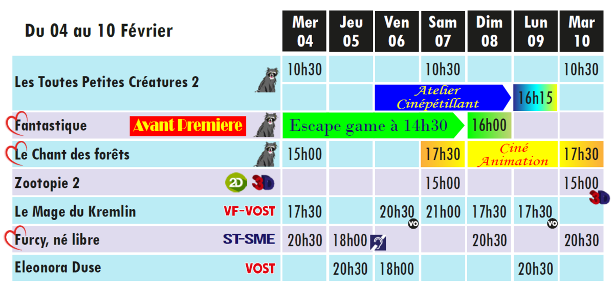 Programme du 04 au 10 février 2026