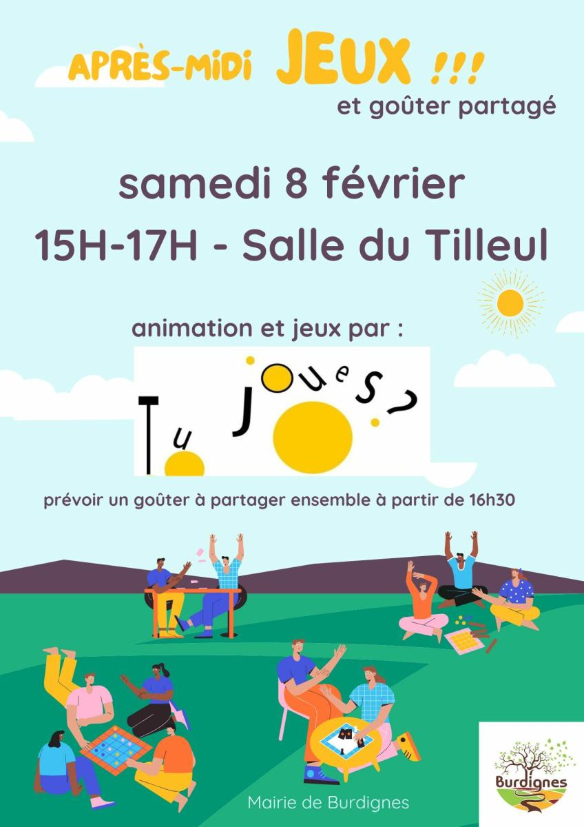 Après-midi JEUX pour tout-petits et grands !     Samedi 8 février de 15h à 17H