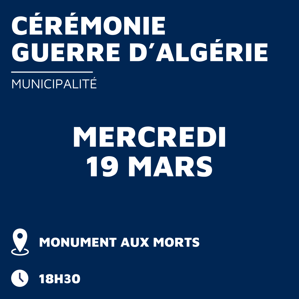 Commémoration 19 mars 1962 - Municipalité