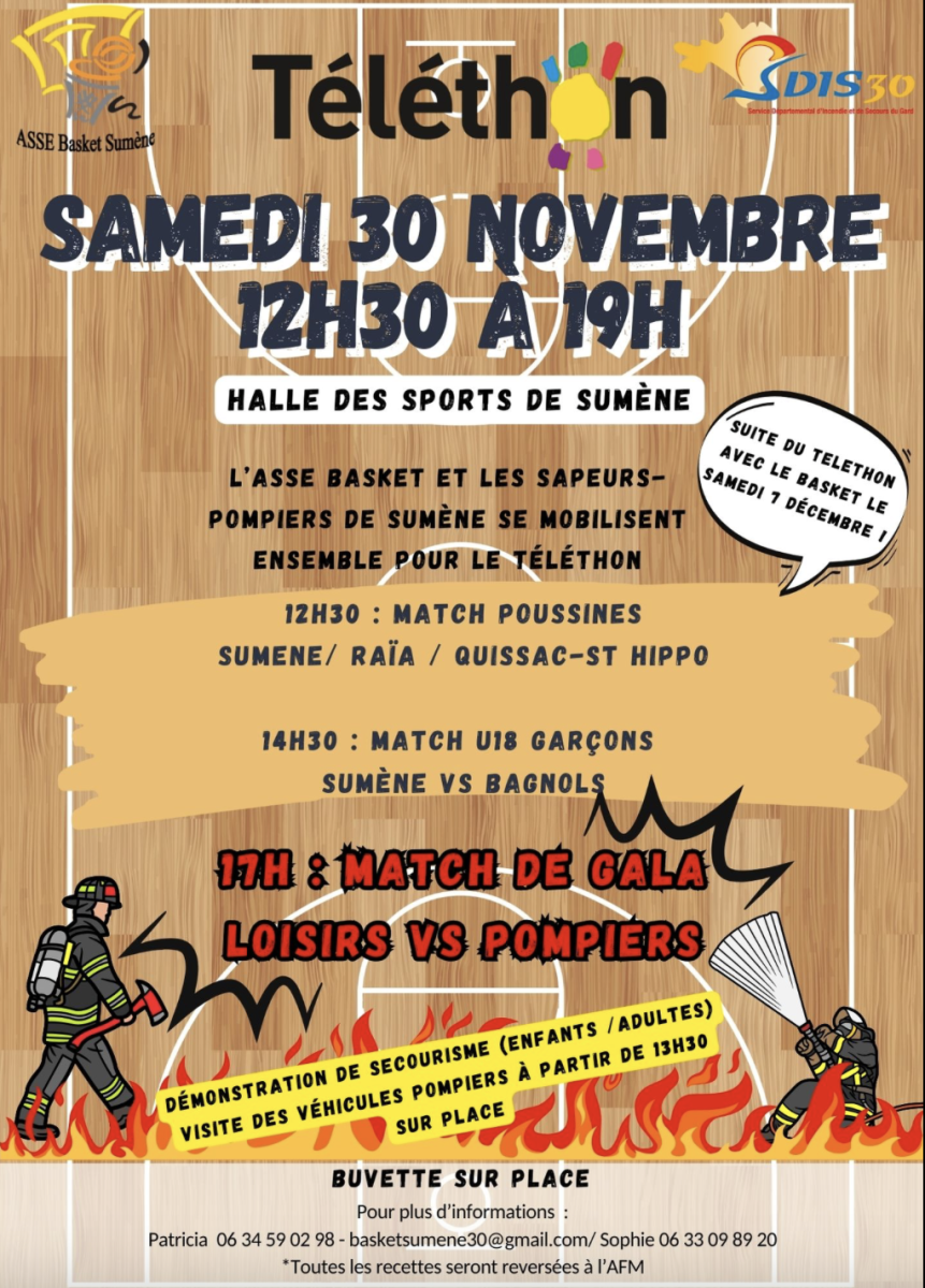 TELETHON 2024 AVEC ASSE basket SUMENE et SDIS 30