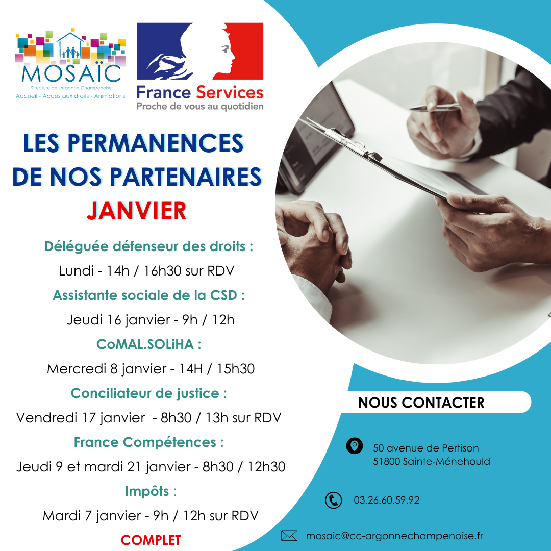 Les permanences de nos partenaires