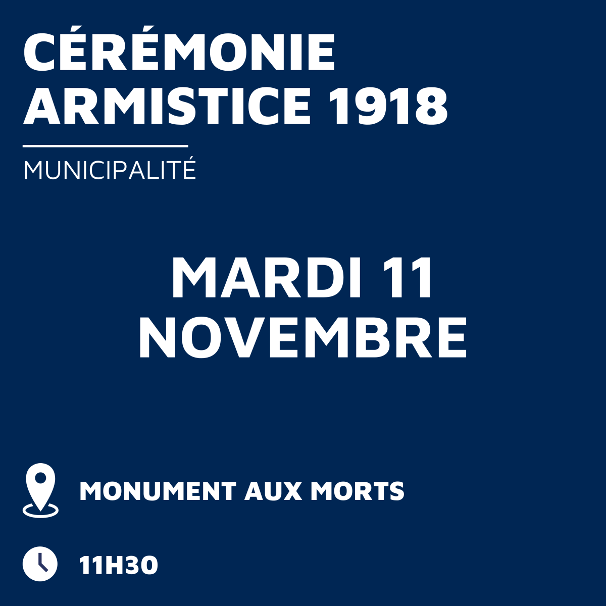 Commémoration Armistice 11 novembre 1918 - Municipalité