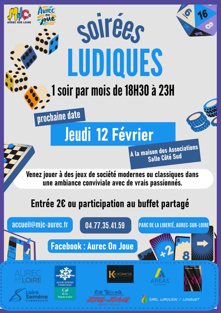 🎲 SOIRÉES LUDIQUES – AUREC ON JOUE 🎲