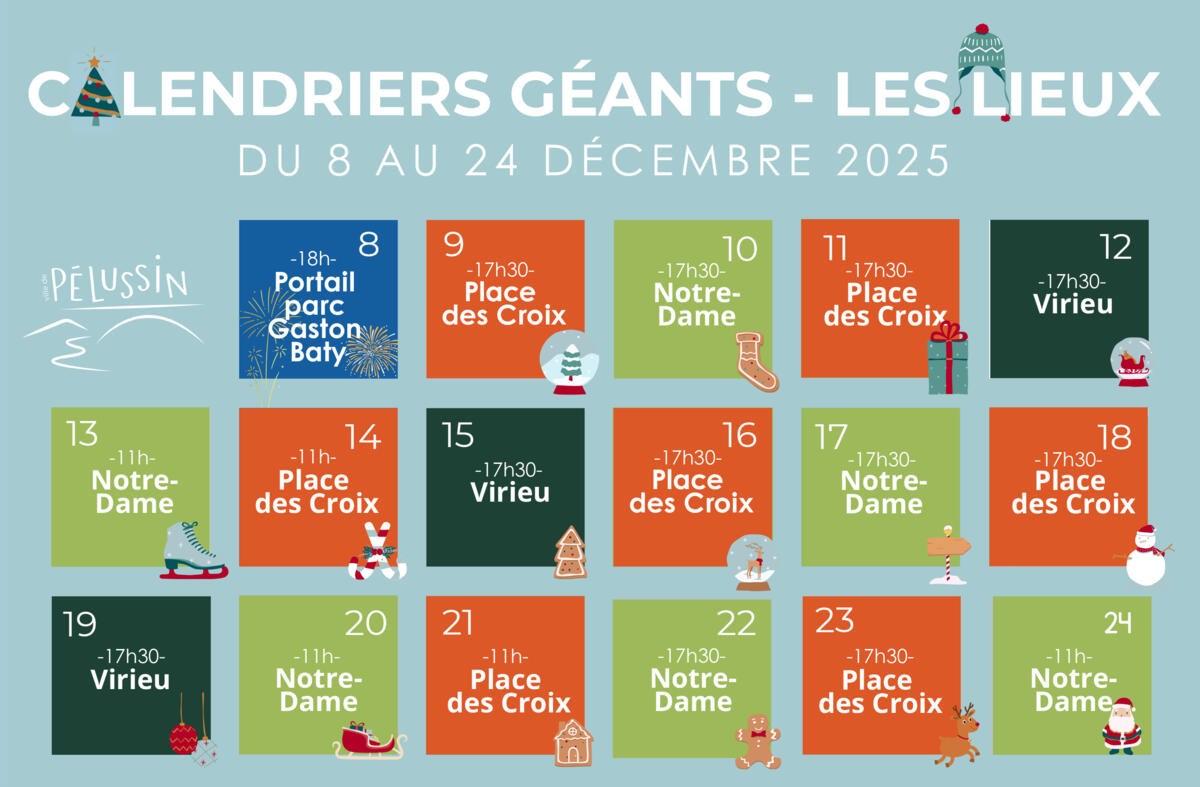 Ouverture d'une fenêtre du calendrier géant des fêtes