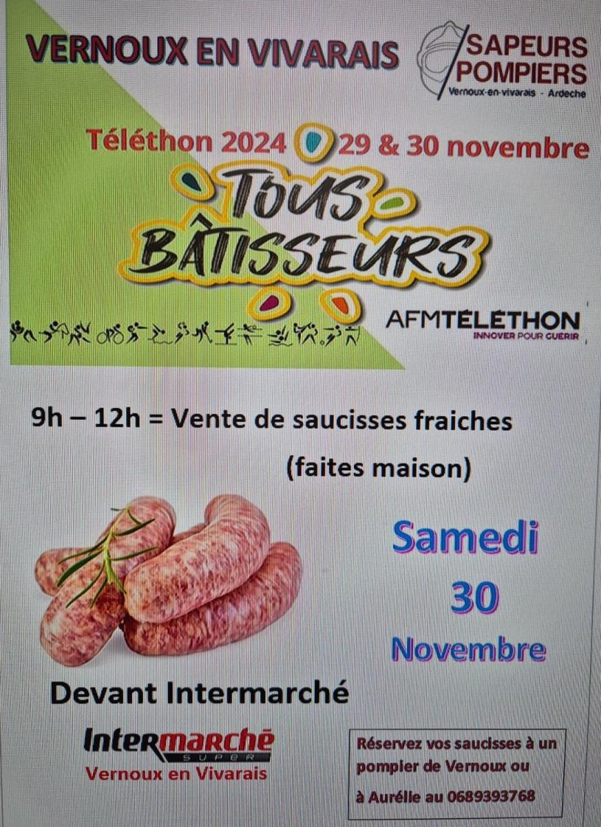 Téléthon - Vente de saucisses fraiches (faites maison)