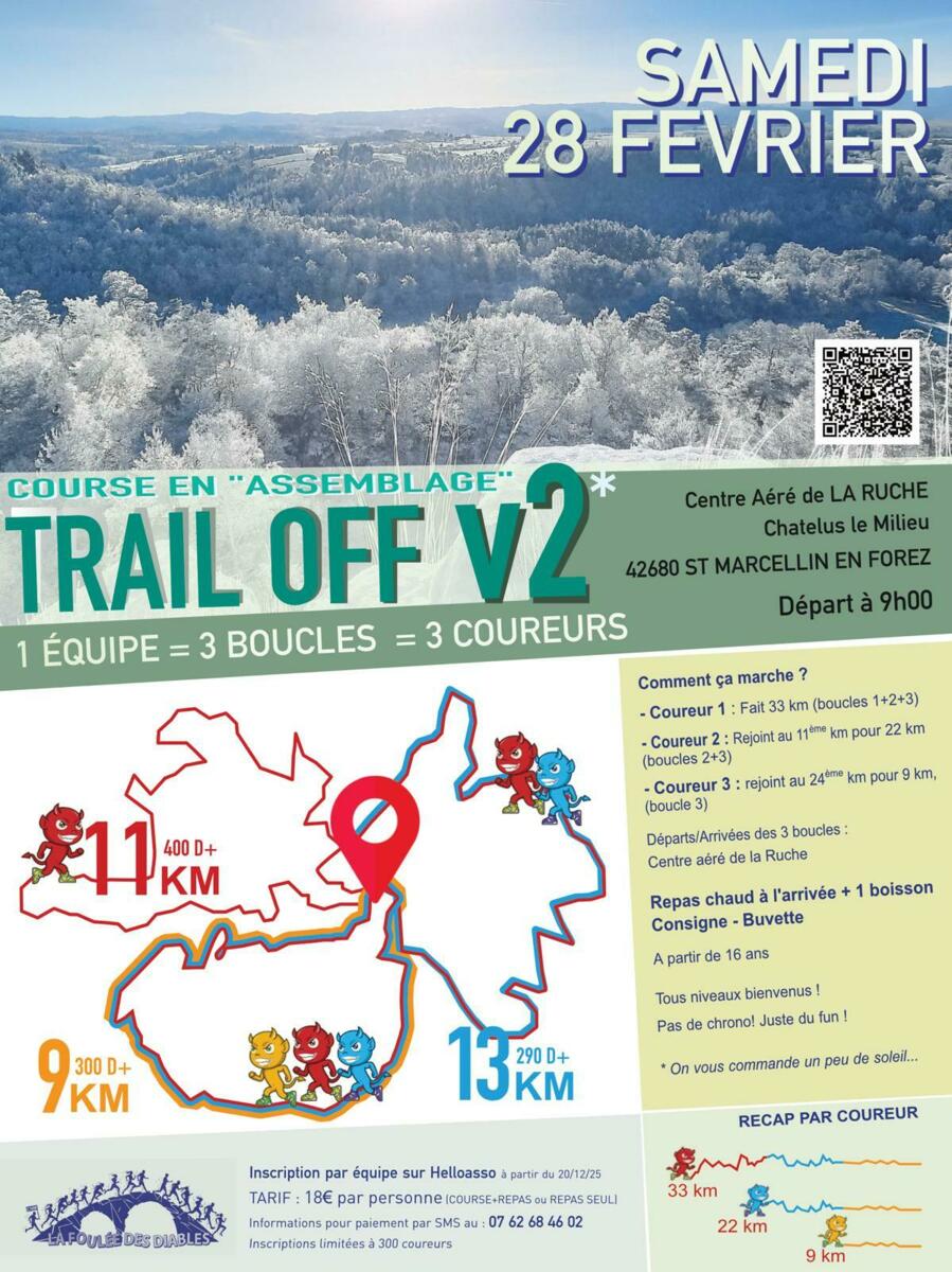 FOULÉE DES DIABLES : TRAIL OFF SAMEDI 28 FÉVRIER A 9 H A LA RUCHE (CHÂTELUS)