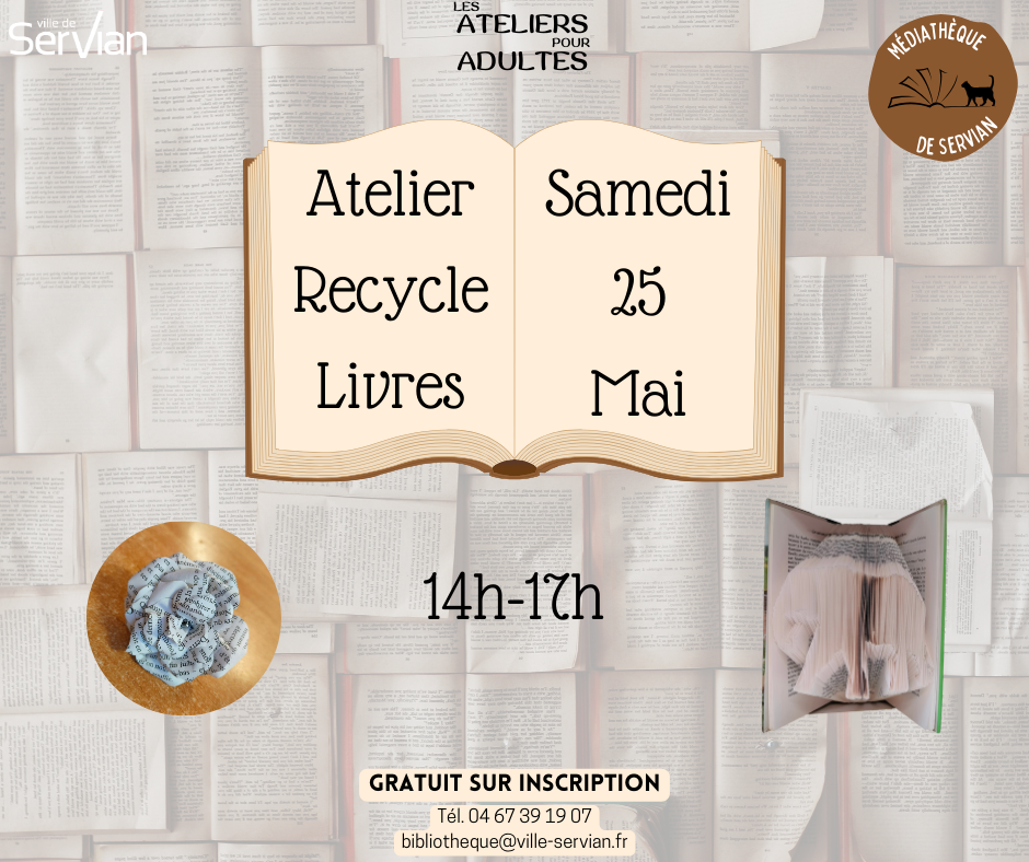 📖 Atelier Recycle Livres - Samedi 25 Mai (Adultes) 👫📖