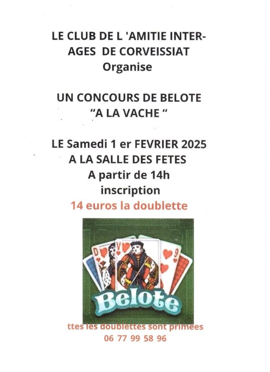 Concours de Belote par le club de l'Amitié