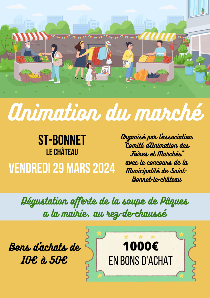 Animation du marché de St Bonnet Le Château
