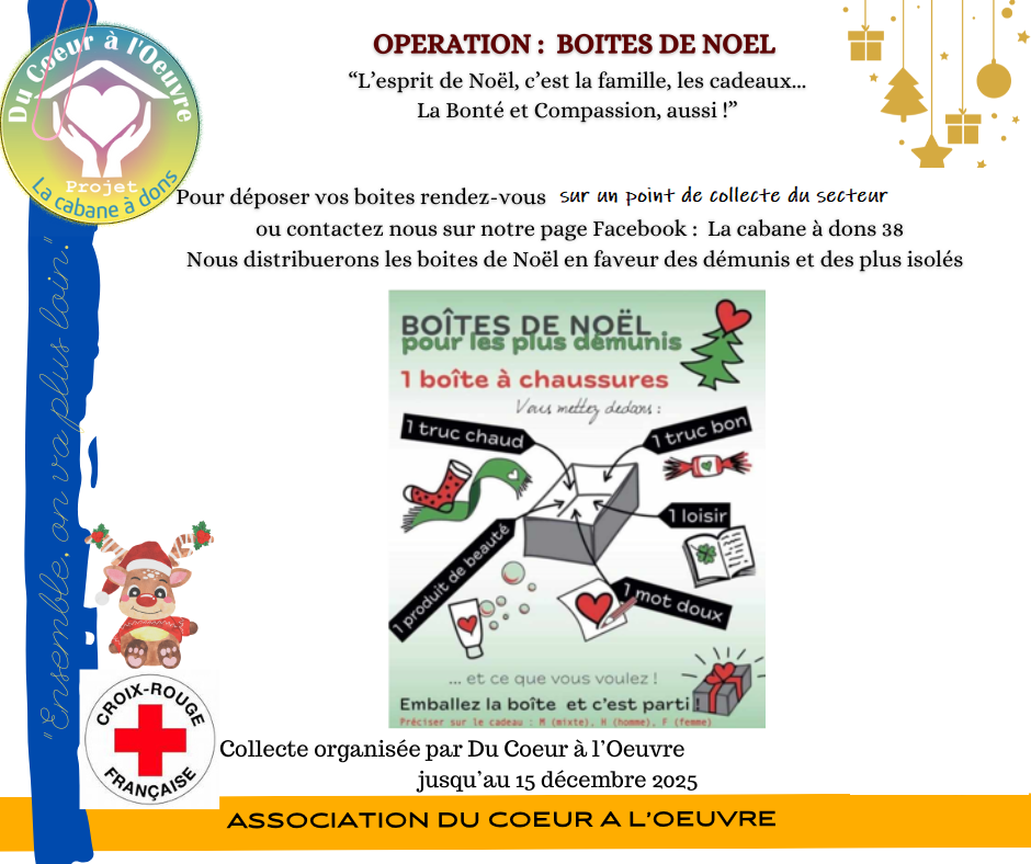 Collecte des boîtes de Noêl - Asso. Du Coeur à l'Oeuvre