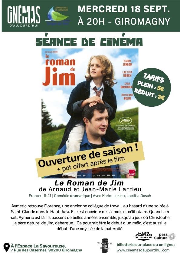 Projection du film "Le roman de Jim"