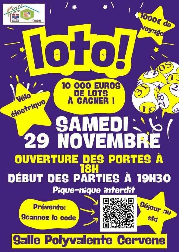 Soirée loto organisée par le Foyer Rural