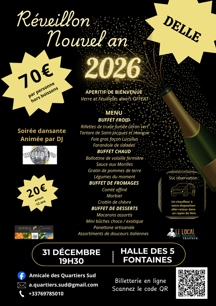 Réveillon du Nouvel An - Halle des 5 Fontaines - avec l'Amicale des Quartier Sud