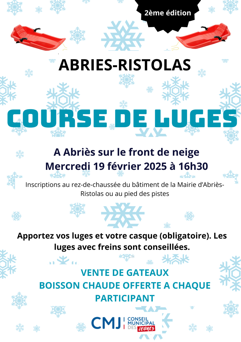 Course de luges organisée par le Conseil Municipal des Jeunes et des Enfants d’Abriès-Ristolas