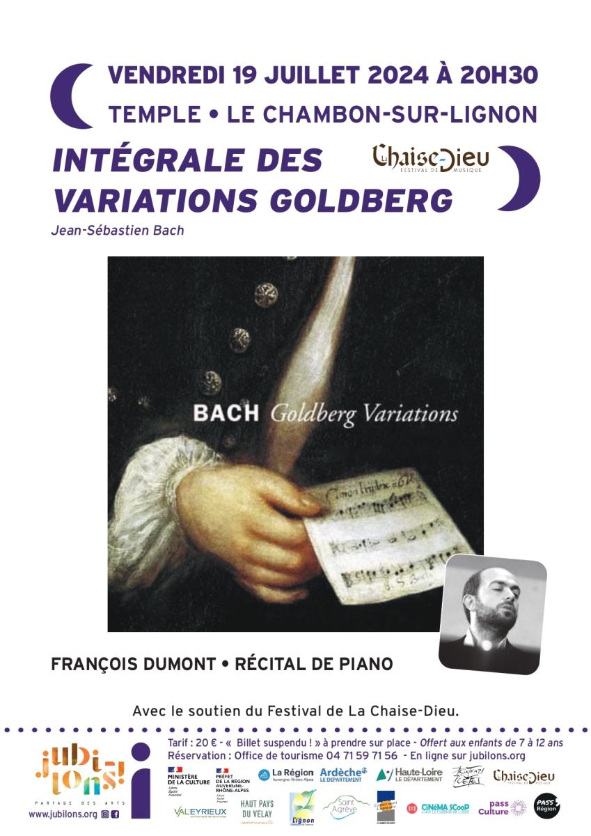 RÉCITAL DE PIANO INTÉGRALE DES VARIATIONS GOLDBERG