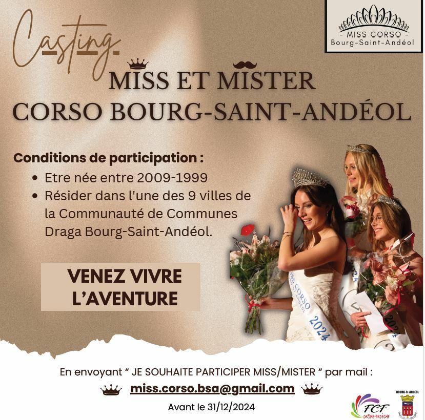 Casting miss et mister corso Bourg-Saint-Andéol