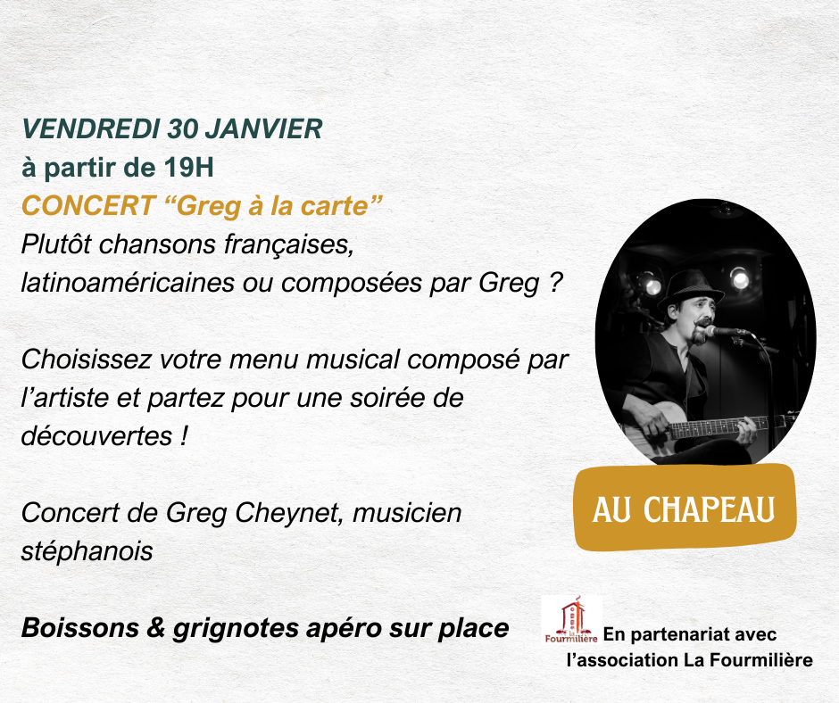 Soirée concert "Greg à la carte"