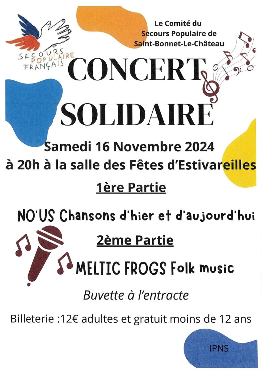 Concert solidaire du Secours Populaire à Estivareilles