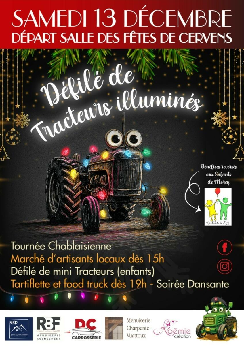 Défilé de tracteurs illuminés