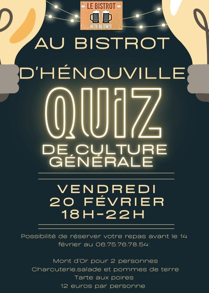 Le bistrot d'Hénouville - Soirée quiz de culture générale