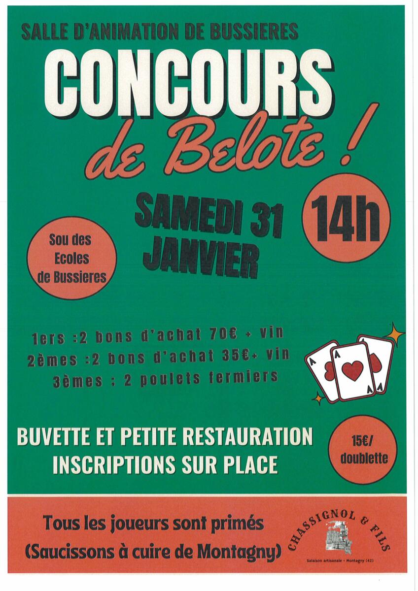 Concours de Belote du Sou des Écoles de Bussières