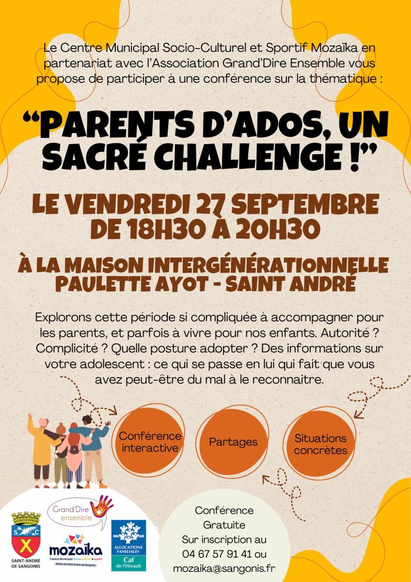 Conférence "Parents d’ado, un sacré challenge !"