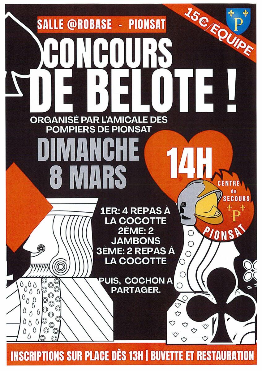 CONCOURS DE BELOTE DES POMPIERS A PIONSAT