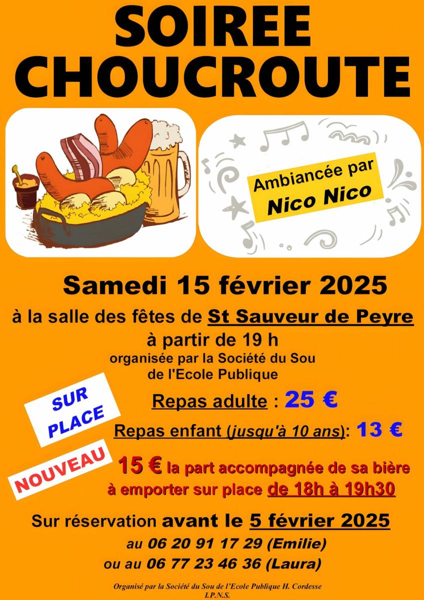 Soirée choucroute à Saint Sauveur