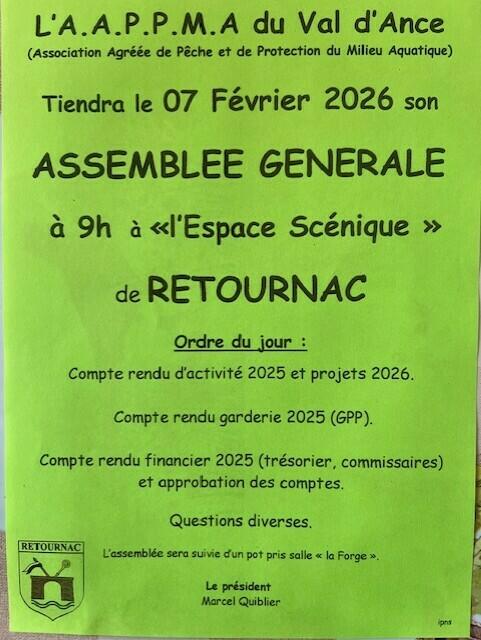 Assemblée générale – AAPPMA du Val d’Ance