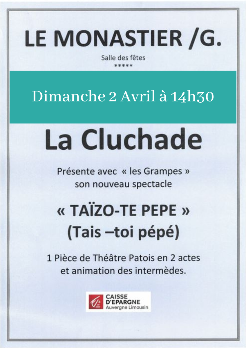 Spectacle "Taïzo-te Pepe" le 02/04 par La Cluchade