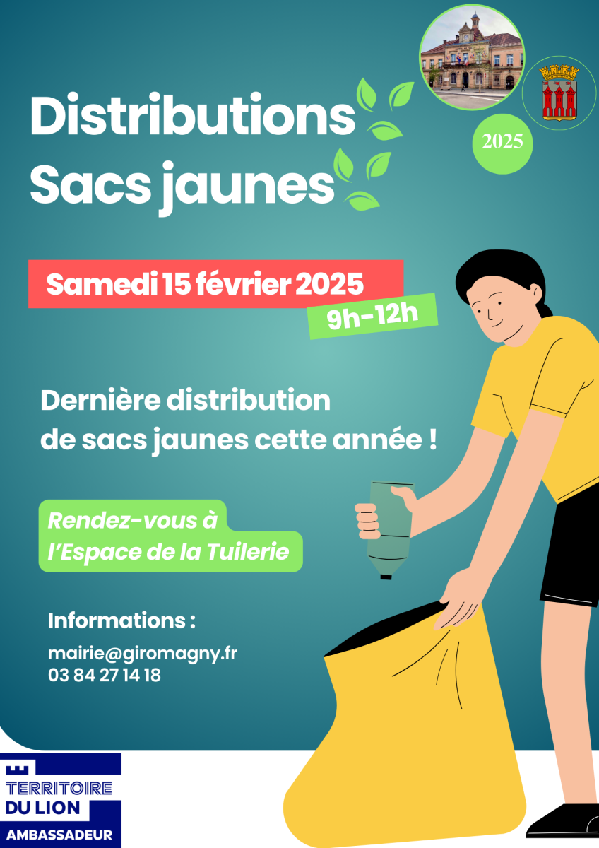 📅 𝗦𝗮𝗰𝘀 𝗷𝗮𝘂𝗻𝗲𝘀 : Dernière distribution de l'année, le samedi 15 février de 9h à 12h !