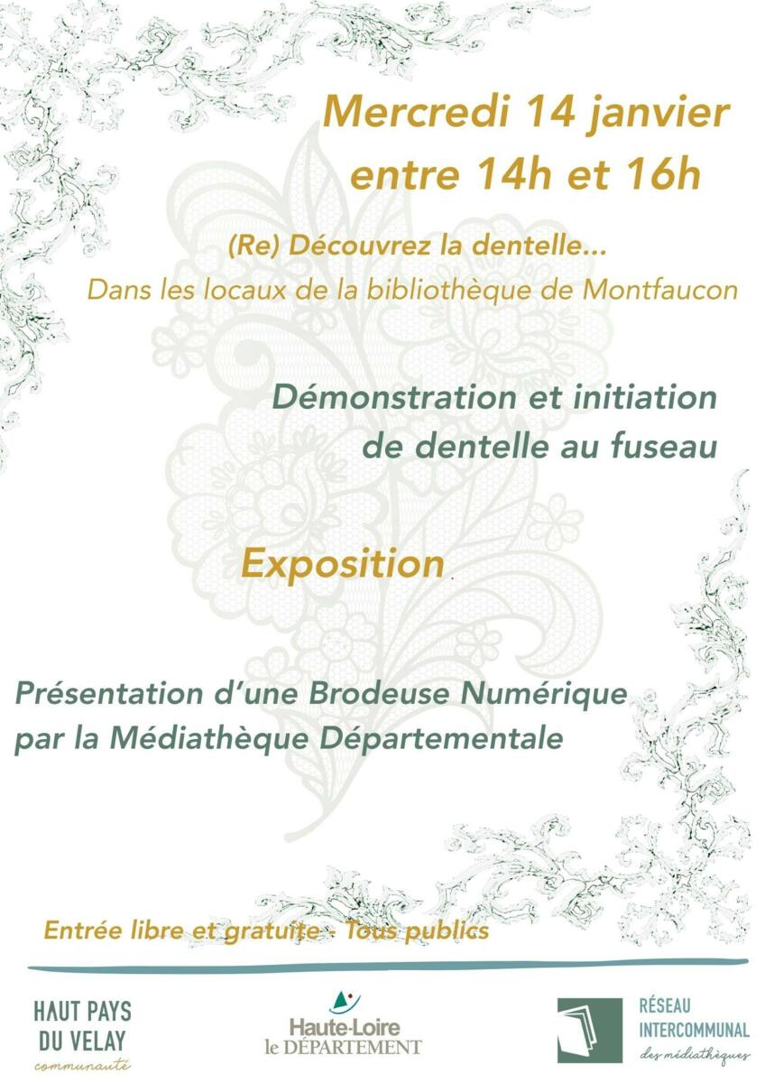 Démonstration et initiation à la dentelle – Médiathèque de Montfaucon-en-Velay
