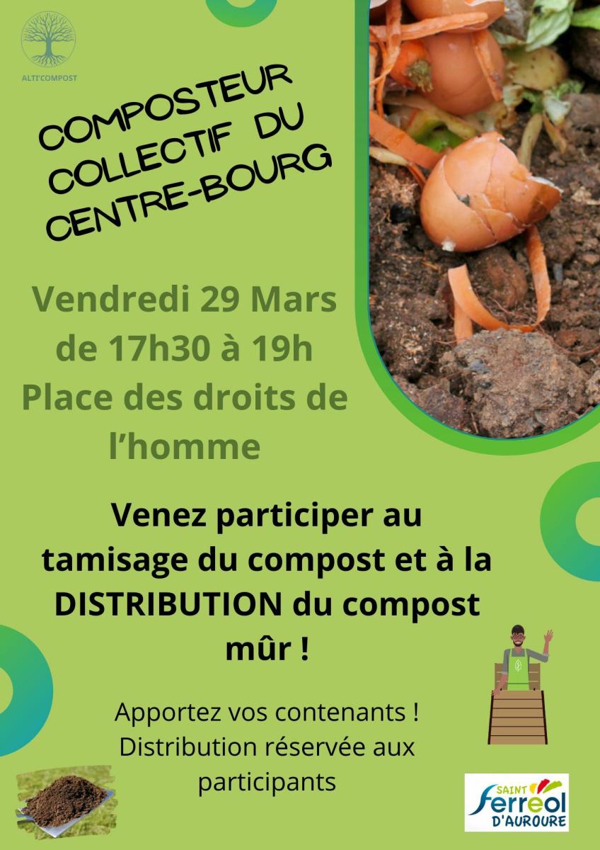 Distribution du compost aux participants du composteur collectif