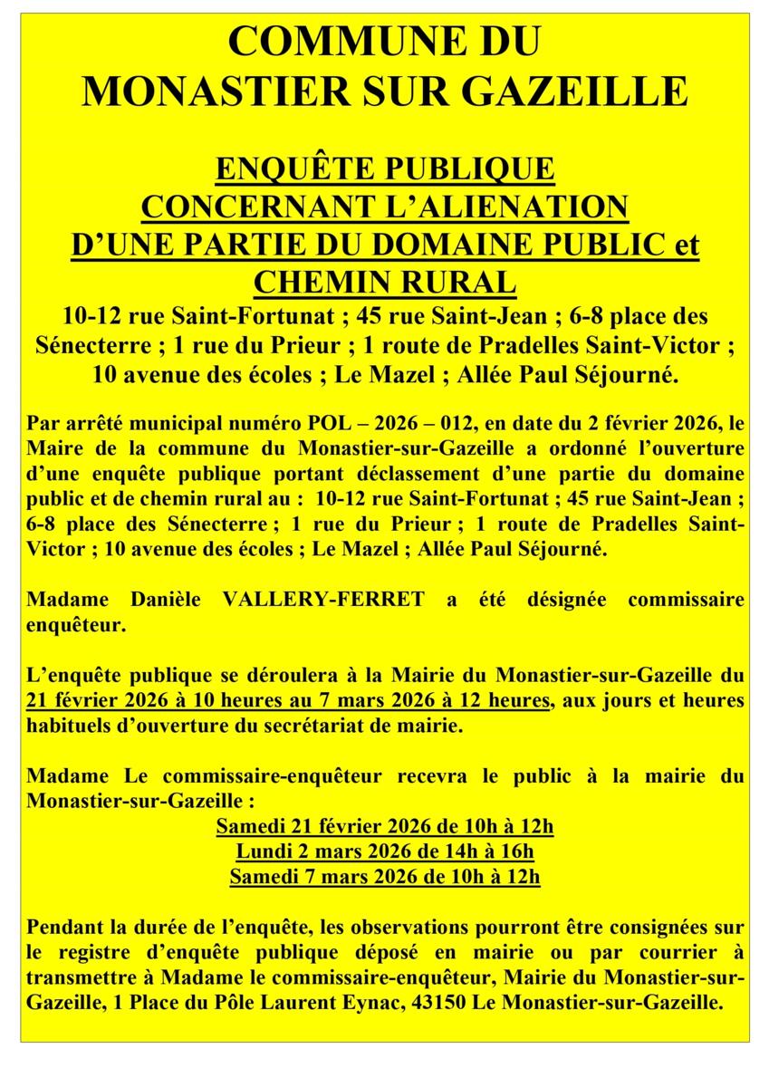 Permanence commissaire enquêteur