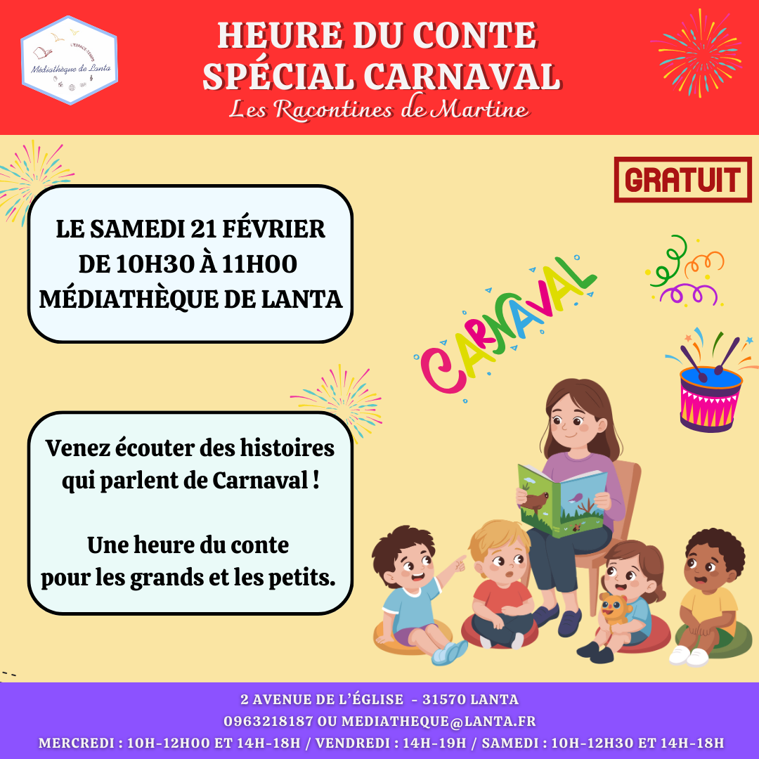 Heure du conte sur le carnaval à la médiathèque !