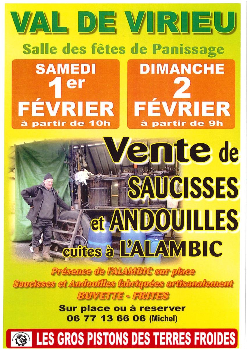 Vente de saucisses et andouilles cuites à l'alambic