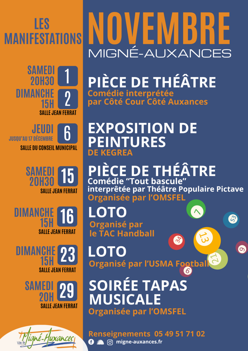 MANIFESTATIONS DU MOIS DE NOVEMBRE