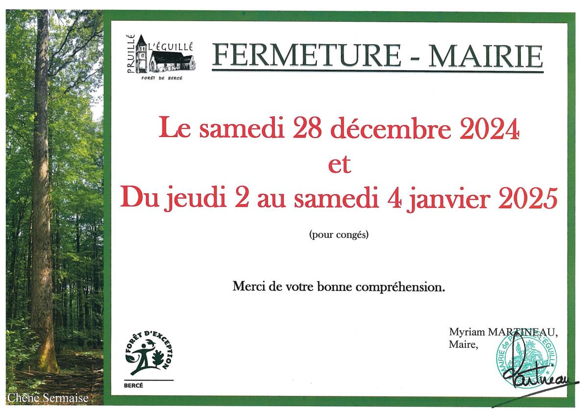 FERMETURE MAIRIE