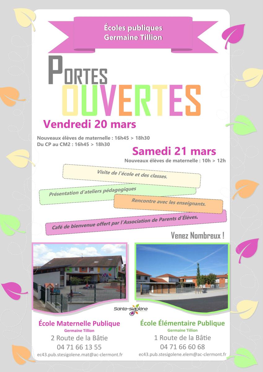 Portes ouvertes écoles Germaine Tillion