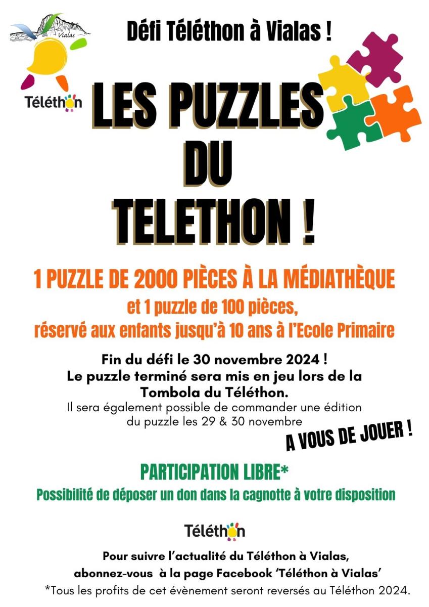 Du 02/10 au 30/11 - Les Puzzles du Téléthon