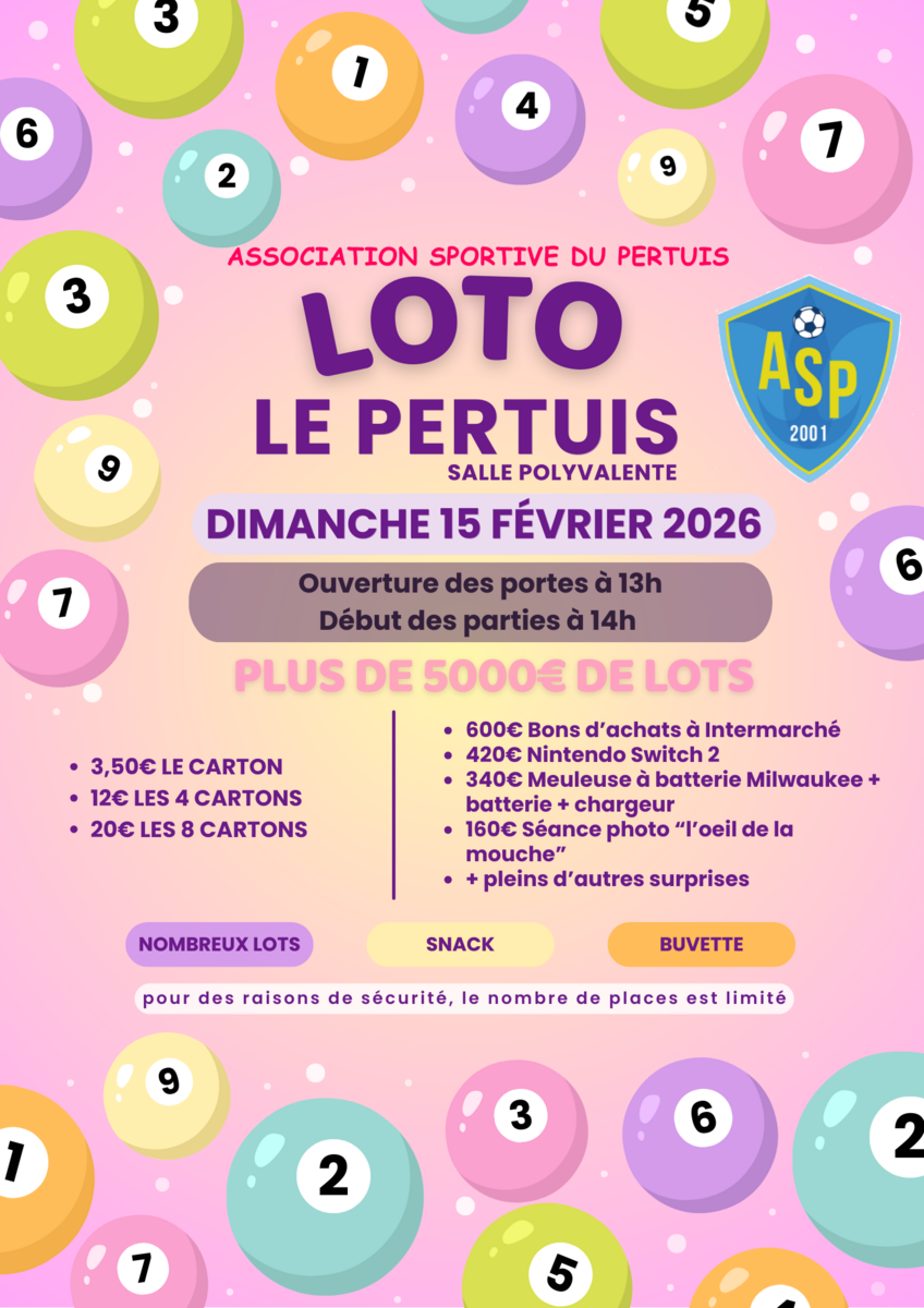 Association Sportive du Pertuis - LOTO du 15 février 2026
