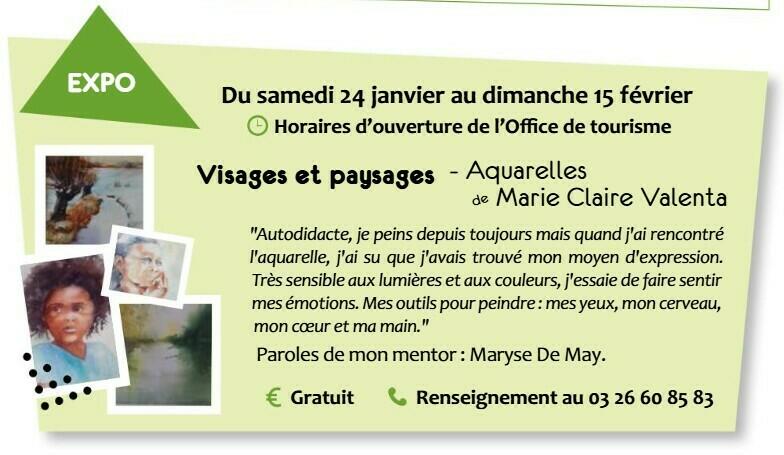 Exposition "Visages et paysages" - Aquarelles par Marie Claire Valenta