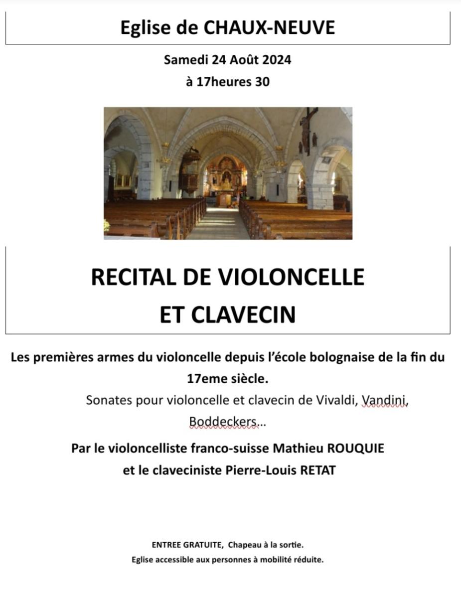 Récital de violoncelle et clavecin