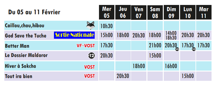 Programme du 5 au 11 Février