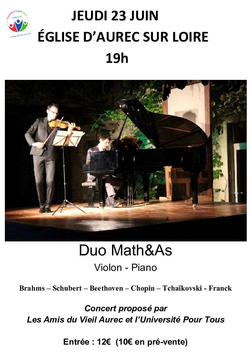 Concert piano - violon avec le duo "Math&As"