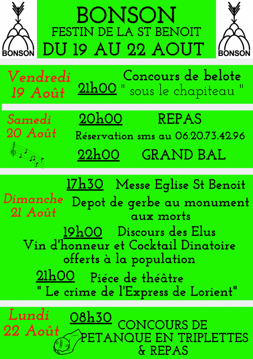Programme St Benoit